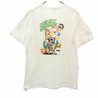 デサント 90s オールド バックプリント 半袖 Tシャツ L 白 DESCENTE メンズ 古着 【240318】 メール便可