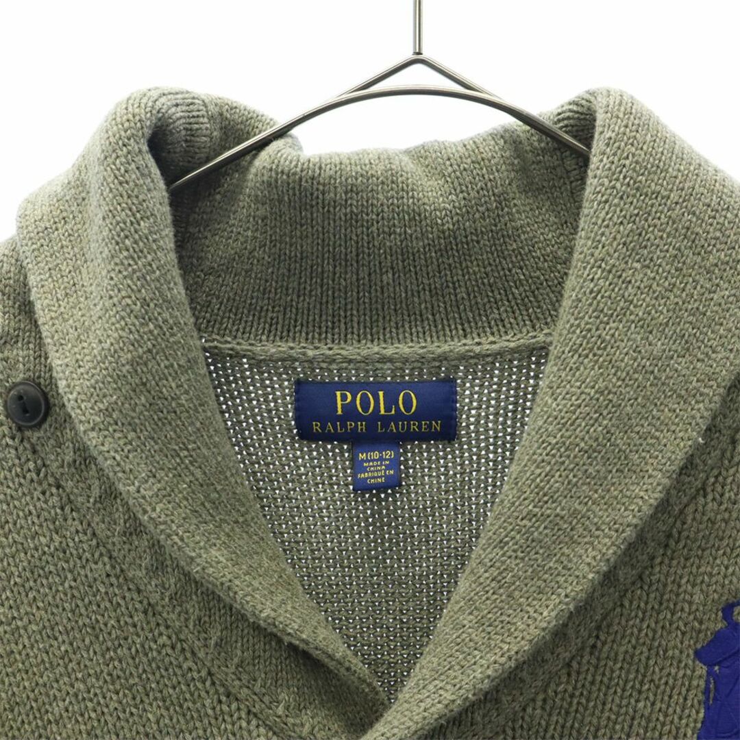 POLO RALPH LAUREN(ポロラルフローレン)のポロラルフローレン ビッグポニー刺繍 長袖 コットンニット カーディガン 45577 グレー POLO RALPH LAUREN ジャケット キッズ 古着 【240318】 キッズ/ベビー/マタニティのキッズ服男の子用(90cm~)(カーディガン)の商品写真