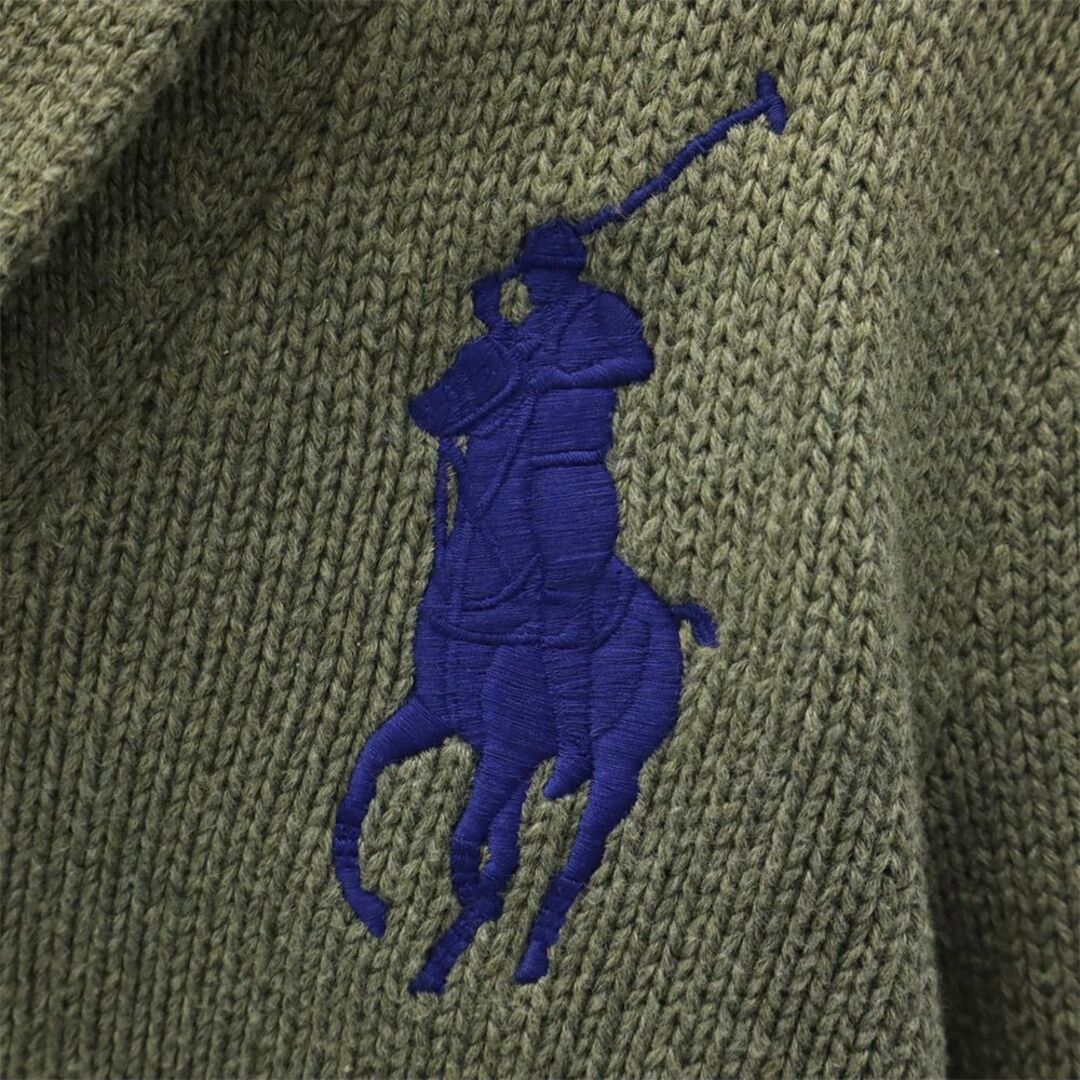 POLO RALPH LAUREN(ポロラルフローレン)のポロラルフローレン ビッグポニー刺繍 長袖 コットンニット カーディガン 45577 グレー POLO RALPH LAUREN ジャケット キッズ 古着 【240318】 キッズ/ベビー/マタニティのキッズ服男の子用(90cm~)(カーディガン)の商品写真