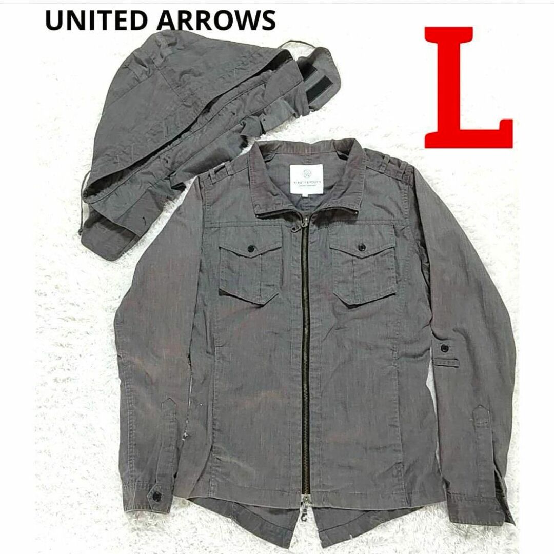 UNITED ARROWS(ユナイテッドアローズ)のUNITED ARROWS　2WAY　ダブルジップブルゾン　ジャケット　フード付 メンズのジャケット/アウター(ミリタリージャケット)の商品写真