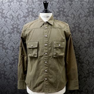 クロムハーツ(Chrome Hearts)のクロムハーツ【CHROMEHEARTS】BSフレアボタン/ミリタリーシャツ/カーキ/Sサイズ【中古】11901(シャツ/ブラウス(半袖/袖なし))