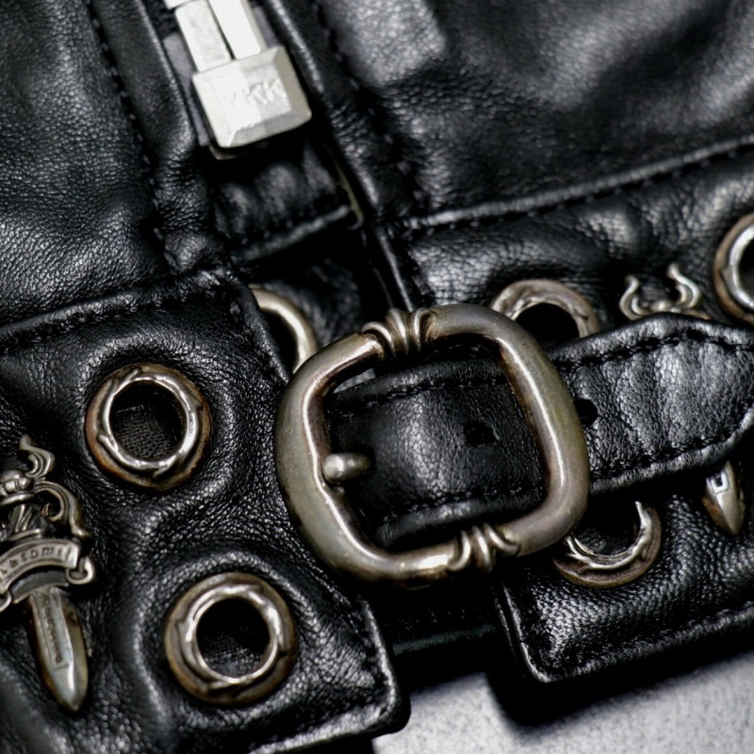 Chrome Hearts(クロムハーツ)のクロムハーツ【CHROMEHEARTS】【レディース】ダブルライダースジャケットガンスリンガー/ダガー/グロメット/レオパードハラコ/Mサイズ【中古】 レディースのトップス(ベスト/ジレ)の商品写真