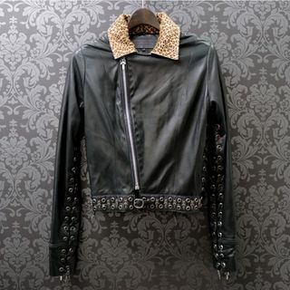 クロムハーツ(Chrome Hearts)のクロムハーツ【CHROMEHEARTS】【レディース】ダブルライダースジャケットガンスリンガー/ダガー/グロメット/レオパードハラコ/Mサイズ【中古】(ベスト/ジレ)