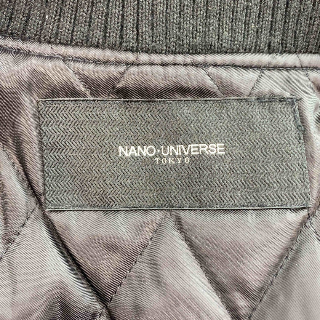 nano・universe(ナノユニバース)のnano universe ナノユニバース 黒　ブラック　袖フェイクレザー　 メンズ スカジャン メンズのジャケット/アウター(ブルゾン)の商品写真