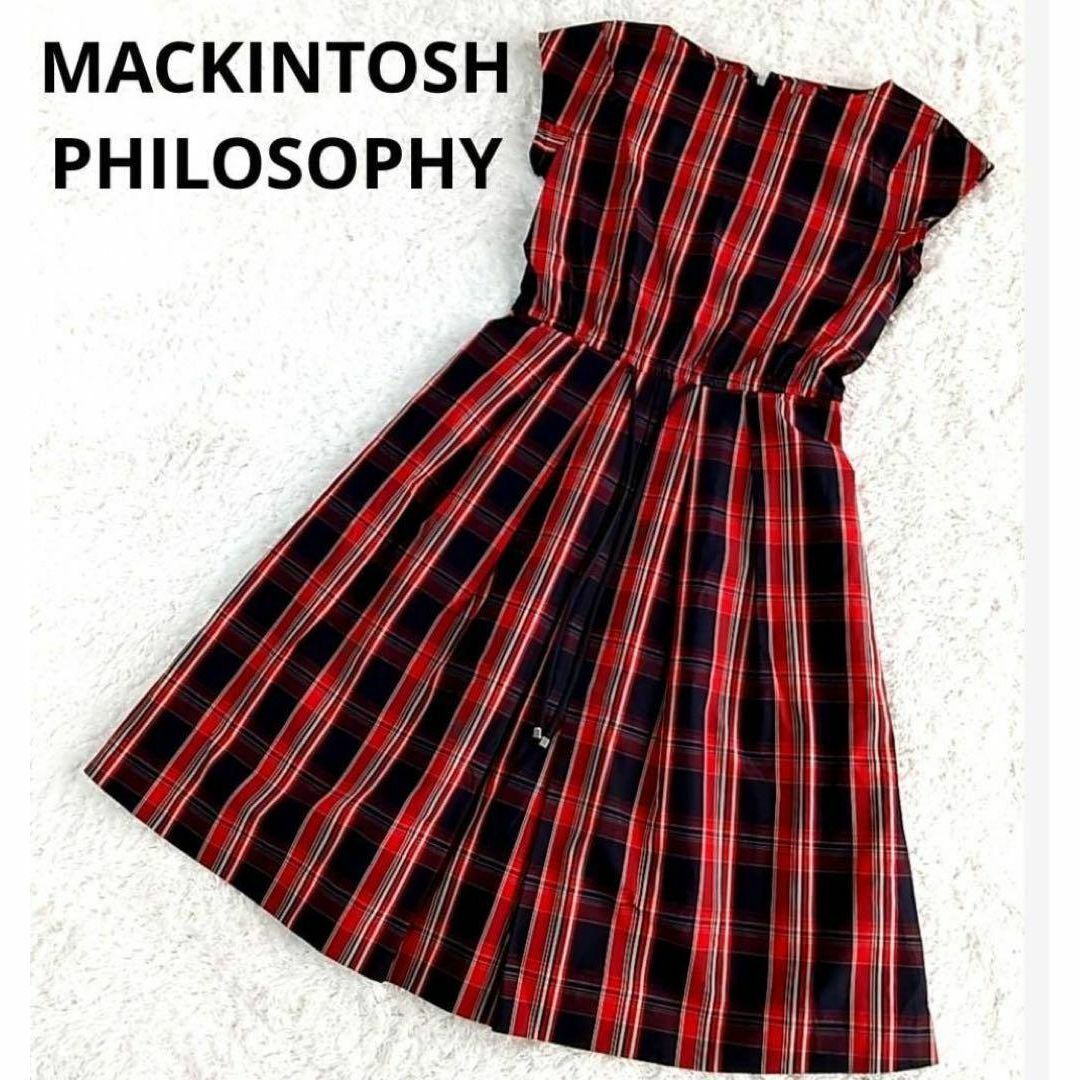 MACKINTOSH PHILOSOPHY(マッキントッシュフィロソフィー)のマッキントッシュフィロソフィ　ノースリーブ　ワンピース　チェック　38　M レディースのワンピース(ひざ丈ワンピース)の商品写真