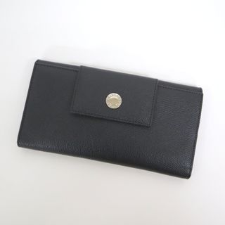 BVLGARI - 【BVLGARI】ブルガリ 長財布 三つ折り財布 ブラック×シルバー金具/br3614ik