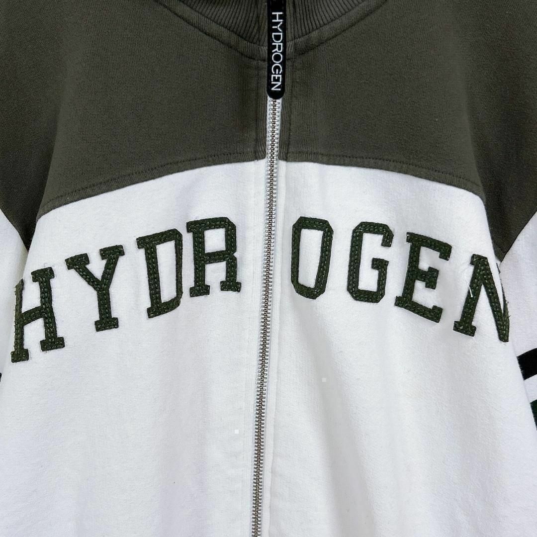 HYDROGEN(ハイドロゲン)のHYDROGEN ジップアップ ブルゾン バイカラー 白×緑 メンズXL メンズのジャケット/アウター(ブルゾン)の商品写真