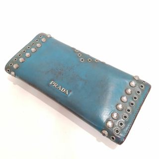 プラダ(PRADA)の正規品鑑定済　プラダ　ビジュー　ターコイズカラー　長財布　YJ145(財布)