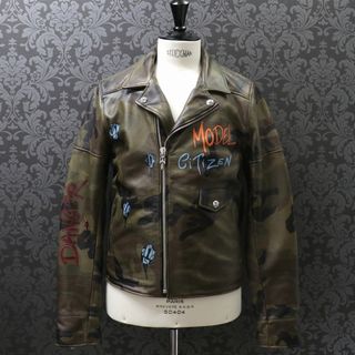 クロムハーツ(Chrome Hearts)のクロムハーツ【CHROMEHEARTS】MATTY BOYペインティン/CRETIN LTHRクリティン/ライダースジャケット/カモフラージュ/迷彩/Mサイズ【中古】12753(シャツ/ブラウス(半袖/袖なし))