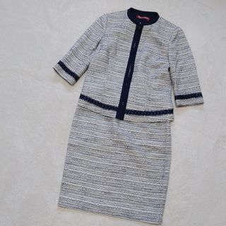 マックスマーラ(Max Mara)のマックスマーラ　ママスーツ　ノーカラージャケット　スカート　ツイード　美品(スーツ)