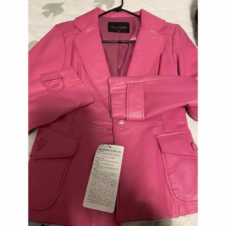 ピンク　羊革　ジャケット(テーラードジャケット)
