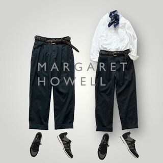 MARGARET HOWELL - [美品] 2020ss マーガレットハウエル タックパンツ 黒 ウール１００％