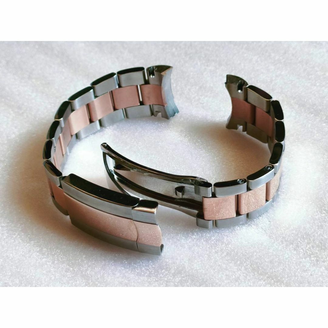 新品 ステンレス時計ベルト コンビローズ シングルロック 互換品(訳あり） メンズの時計(金属ベルト)の商品写真