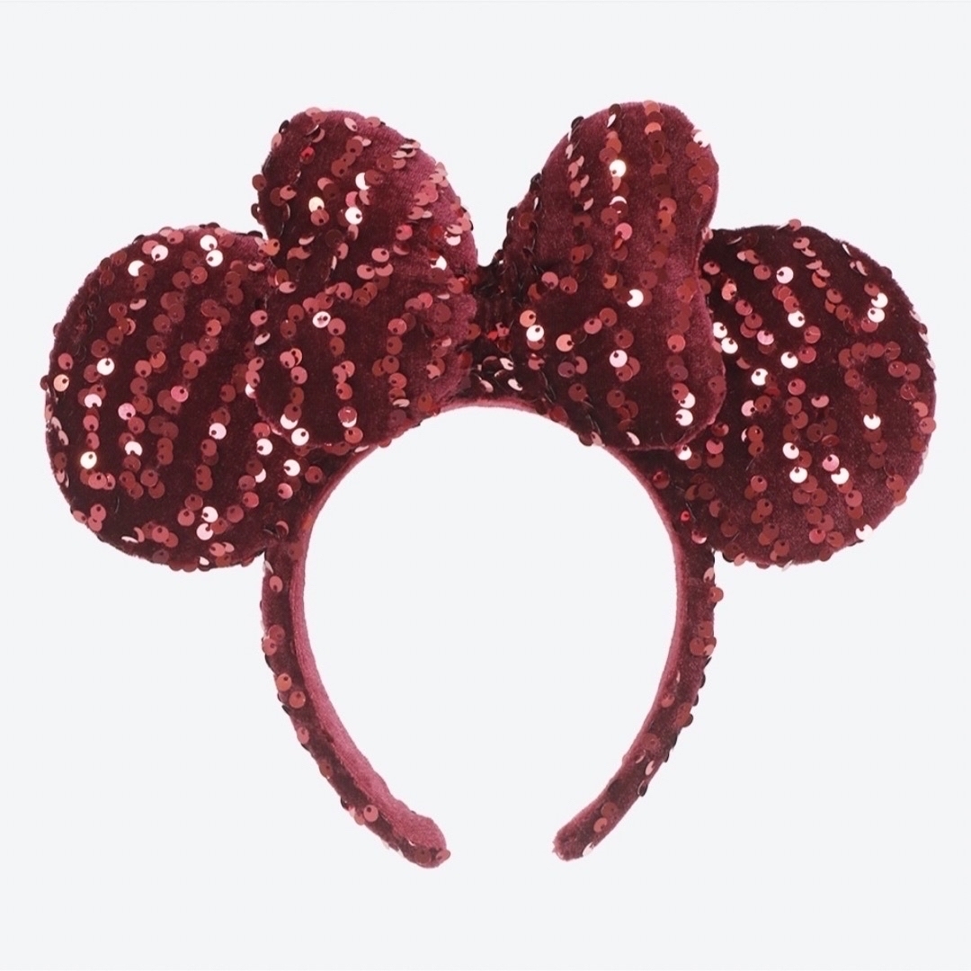 Disney(ディズニー)の2023冬❤️ディズニー カチューシャ ミニー ベルベット スパンコール レッド レディースのヘアアクセサリー(カチューシャ)の商品写真