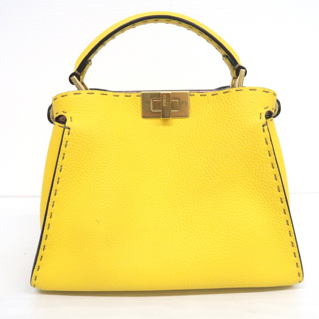 FENDI(フェンディ)のフェンディ ハンドバッグ 2way ピーカブー エッセンシャリー 8BN302 レザー イエロー レディース FENDI IT319516 美品 レディースのバッグ(ハンドバッグ)の商品写真