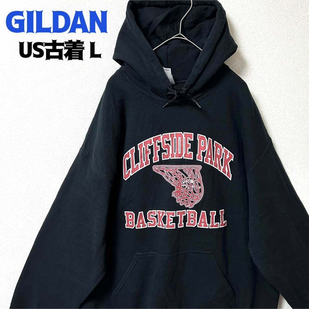 GILDAN(ギルタン)のUS古着 GILDAN スウェットパーカー クラフト プリント バスケット 古着 メンズのトップス(パーカー)の商品写真