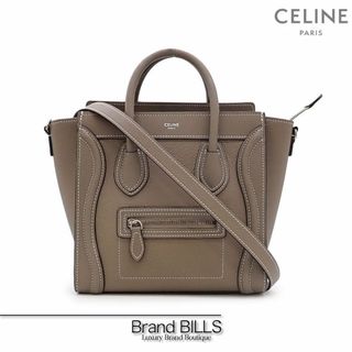 セリーヌ(celine)の未使用品 セリーヌ ラゲージ ナノショッパー ハンドバッグ ショルダーバッグ 2way 189243DRU スリ グレージュ ドラムドカーフスキン(ショルダーバッグ)