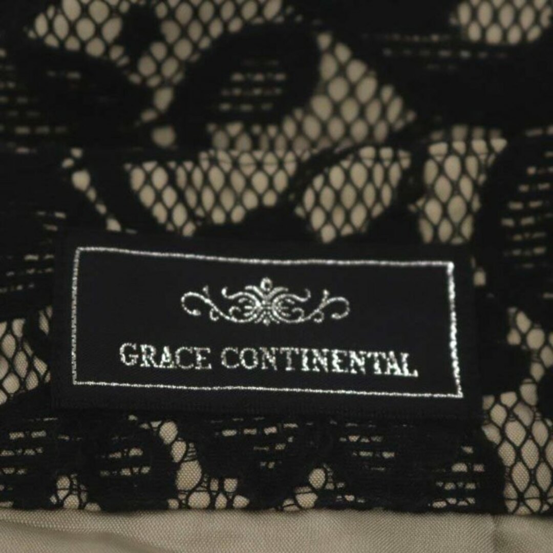 GRACE CONTINENTAL(グレースコンチネンタル)のグレースコンチネンタル レース スカート タイト 膝丈 S 黒 ベージュ レディースのスカート(ひざ丈スカート)の商品写真