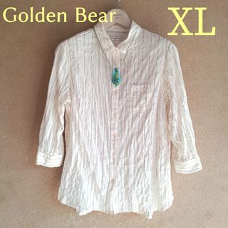 Golden Bear - ゴールデンベア　LL大きいサイズ　コットンピンストライプ　七分袖ブラウス