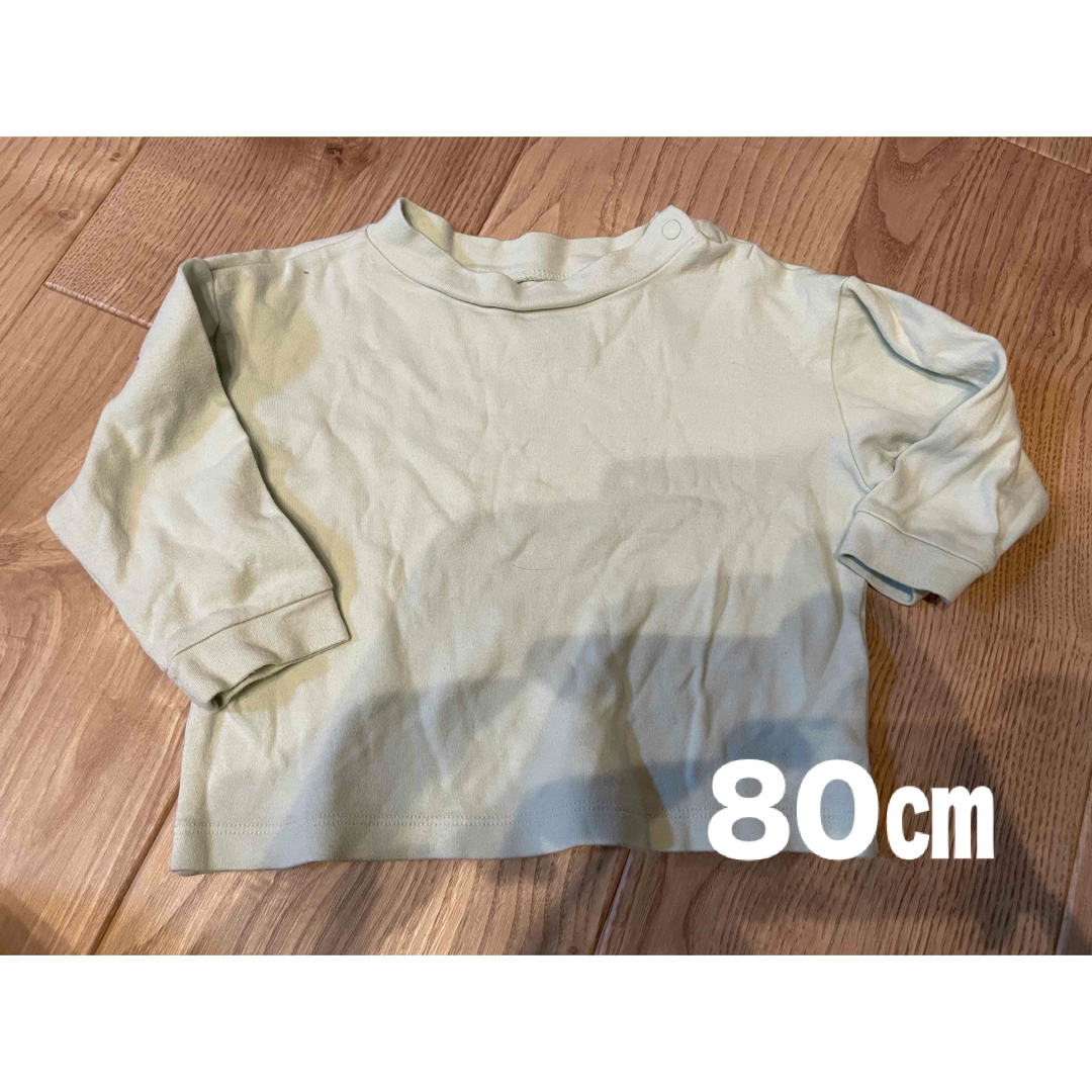 UNIQLO(ユニクロ)の80㎝　カットソー　長袖　UNIQLO ミントグリーン キッズ/ベビー/マタニティのベビー服(~85cm)(シャツ/カットソー)の商品写真