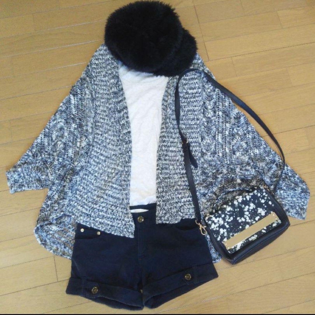 AZUL by moussy(アズールバイマウジー)の＊ AZUL by moussy ドルマン ニットカーディガン 杢ブラック S レディースのトップス(カーディガン)の商品写真