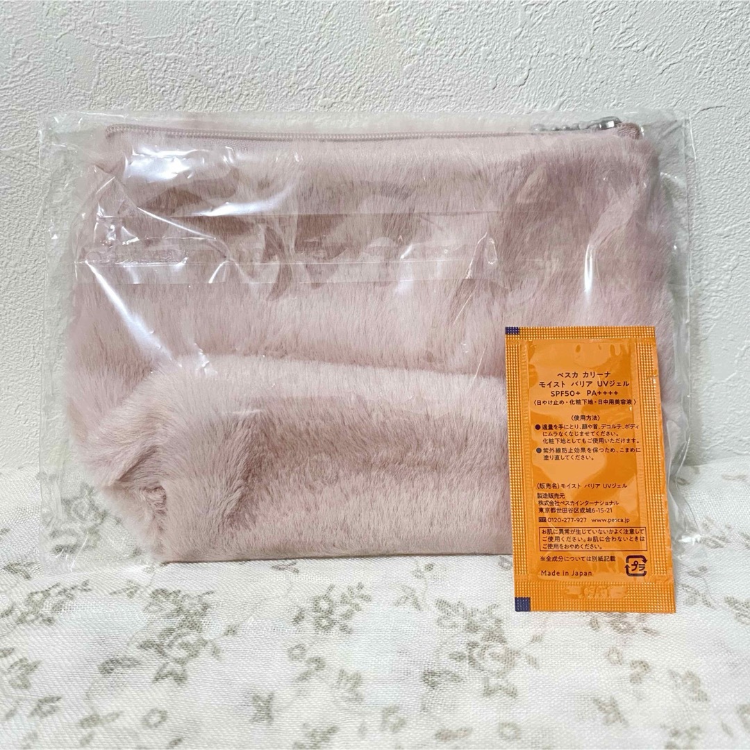 【新品未使用】ペスカ　ファーポーチ　ピンク　サンプル付き レディースのファッション小物(ポーチ)の商品写真