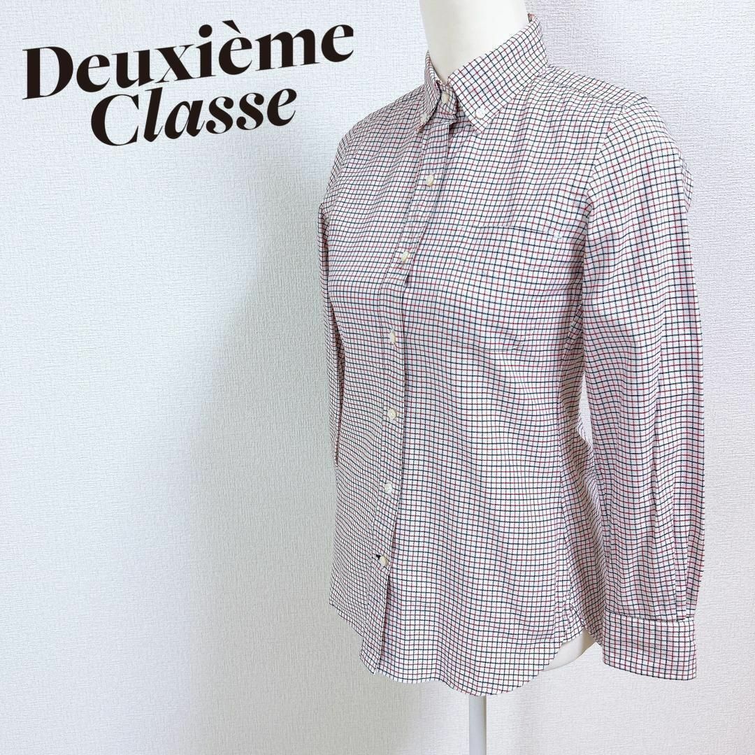 DEUXIEME CLASSE(ドゥーズィエムクラス)のDeuxieme Classe ボタンダウンシャツ チェック コットン レディースのトップス(シャツ/ブラウス(長袖/七分))の商品写真