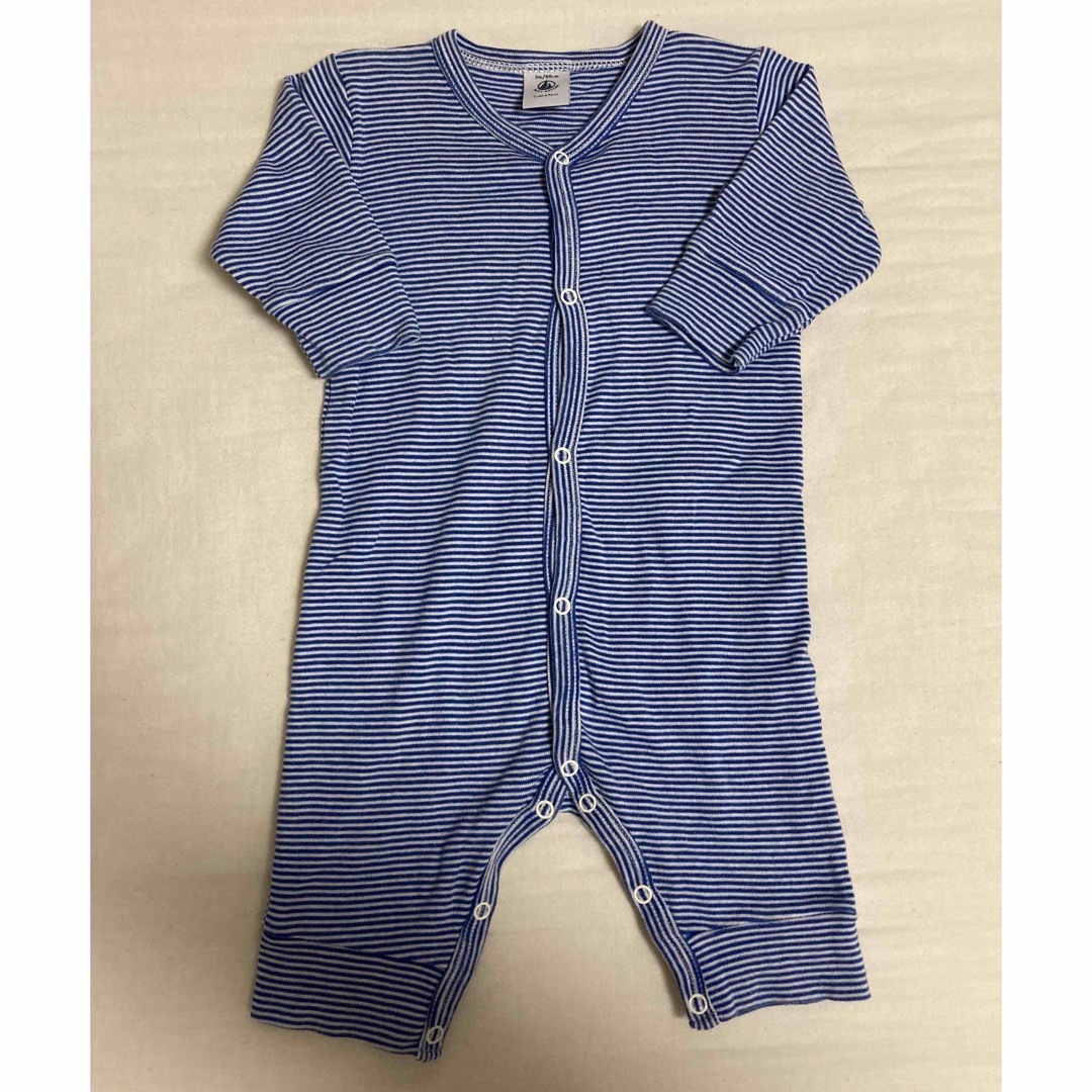 PETIT BATEAU(プチバトー)の美品 プチバトー ミラレ足なしロンパース 3m 60cm キッズ/ベビー/マタニティのベビー服(~85cm)(ロンパース)の商品写真