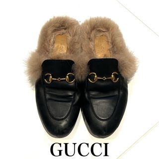 グッチ(Gucci)の【GUCCI プリンスタウン】ホースビット付きファーサンダル　スリッポン(ローファー/革靴)