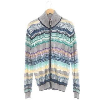 ミッソーニ(MISSONI)のミッソーニ ジップアップニットジャケット 総柄 薄手 リネン混(ブルゾン)