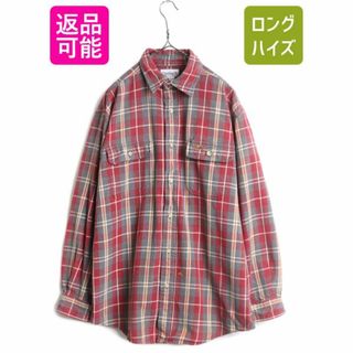 US企画 カーハート チェック ヘビー フランネル シャツ メンズ L / 古着 Carhartt ワーク ネルシャツ 厚手 コットン 長袖シャツ 廃盤 ネル(シャツ)