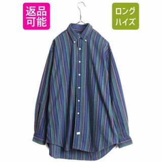 ラルフローレン(Ralph Lauren)の90s ラルフローレン オックスフォード ストライプ 長袖 ボタンダウン シャツ メンズ L / 古着 90年代 オールド ポロ ポニー刺繍 長袖シャツ(シャツ)