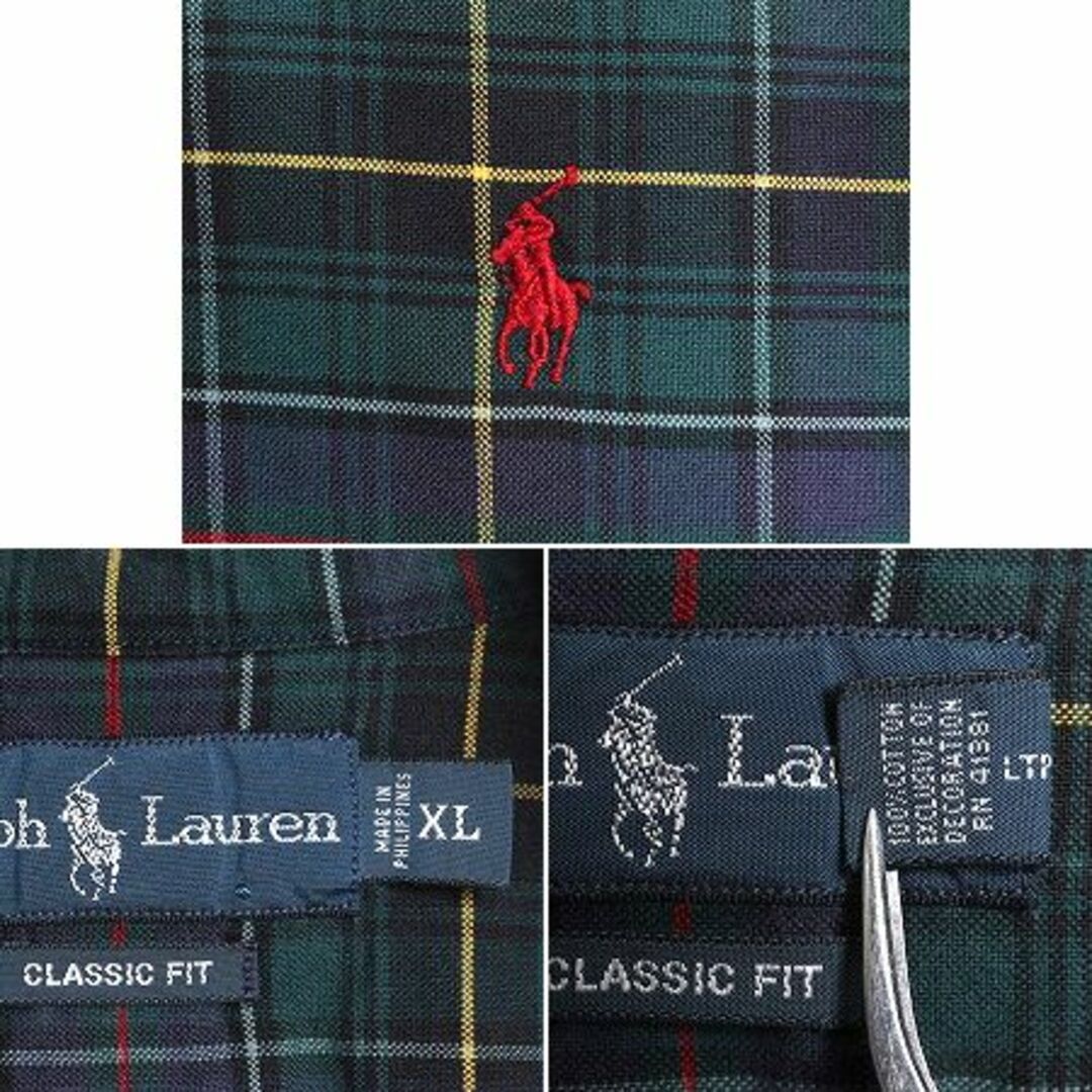 Ralph Lauren(ラルフローレン)の90s ラルフローレン チェック 長袖 ボタンダウン シャツ メンズ XL 90年代 オールド ポロ コットン ワンポイント 長袖シャツ 大きいサイズ メンズのトップス(シャツ)の商品写真