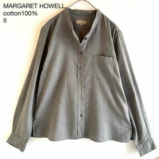 マーガレットハウエル(MARGARET HOWELL)の057マーガレットハウエル手洗可コットン100％スタンドカラーシャツ2MグレーⅡ(シャツ/ブラウス(長袖/七分))