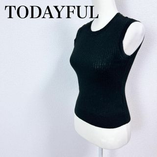 トゥデイフル(TODAYFUL)のTODAYFUL 麻×コットン ノースリーブニット ニットベスト ブラック(その他)