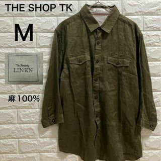 ザショップティーケー(THE SHOP TK)のTHE SHOP TK メンズ リネンシャツ 麻100% モスグリーン(シャツ)