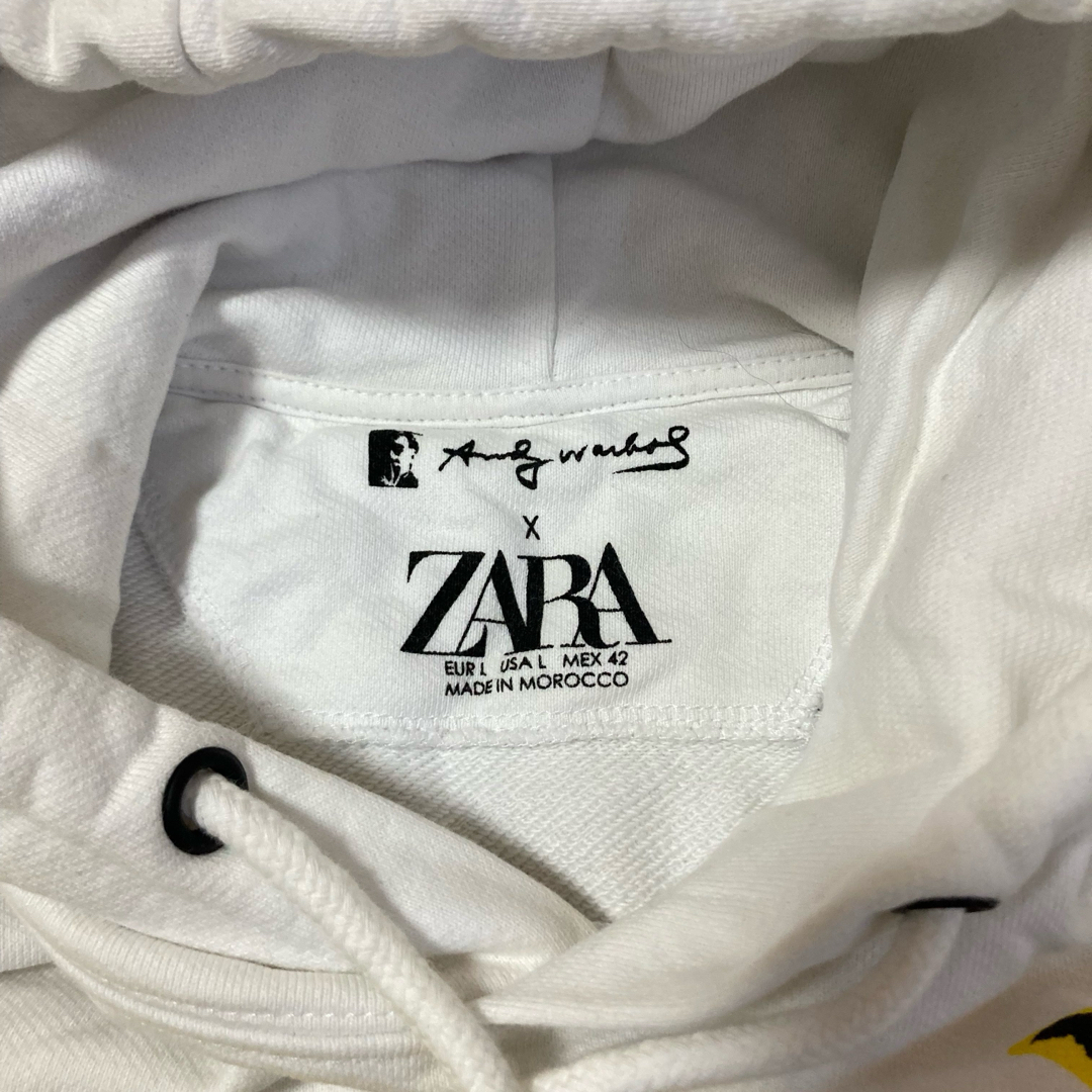 ZARA(ザラ)のザラ ZARA スウェット パーカー プルオーバー 長袖 裏パイル 白色 L メンズのトップス(スウェット)の商品写真