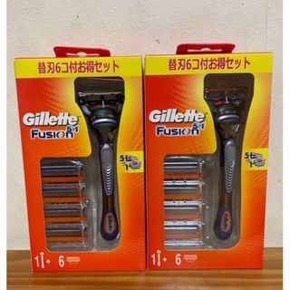 ジレット(Gillette)のジレット フュージョン5+1 本体+替刃6個付 2箱 髭剃り カミソリ(カミソリ)