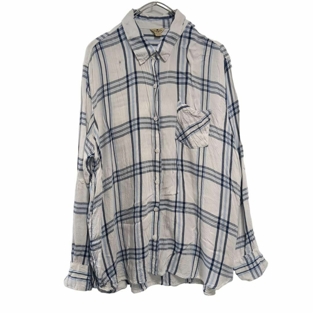 WOOLRICH(ウールリッチ)のWOOLRICH　長袖チェックシャツ　白水色メンズ2XL　22 メンズのトップス(シャツ)の商品写真