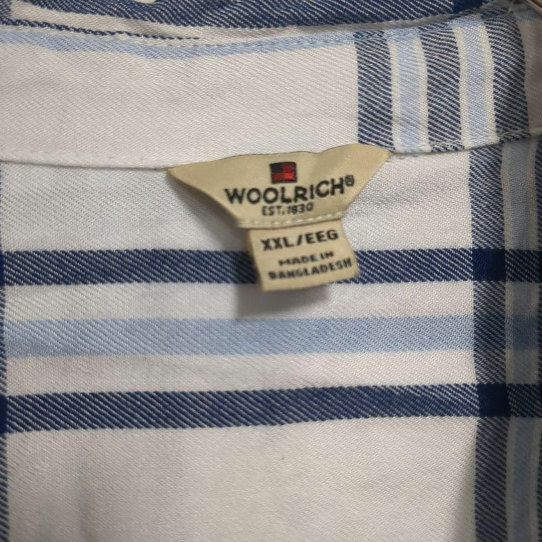 WOOLRICH(ウールリッチ)のWOOLRICH　長袖チェックシャツ　白水色メンズ2XL　22 メンズのトップス(シャツ)の商品写真