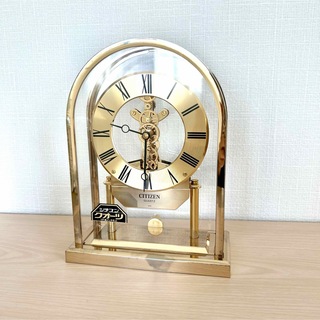 シチズン(CITIZEN)のシチズン クリア×ゴールド 置き時計 スケルトン 18k仕上げ 高級感(置時計)