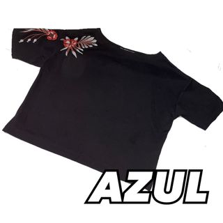 アズールバイマウジー(AZUL by moussy)の【AZULbymoussy】アズール ブラック ポイント刺繍 TシャツS(Tシャツ(半袖/袖なし))