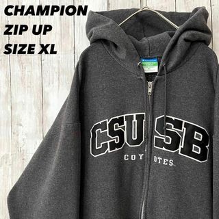 チャンピオン(Champion)のUS古着　チャンピオン　カレッジアーチロゴ刺繍ジップアップスエットパーカーXL(パーカー)