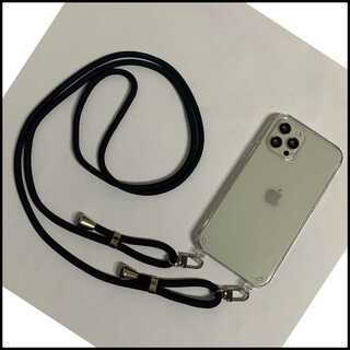 iPhone 13mini ブラック スマホショルダー ストラップ ケース(iPhoneケース)