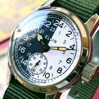 エルジン(ELGIN)の#2981【人気のミリタリー】メンズ 腕時計 エルジン WW2 動作品  手巻き(腕時計(アナログ))