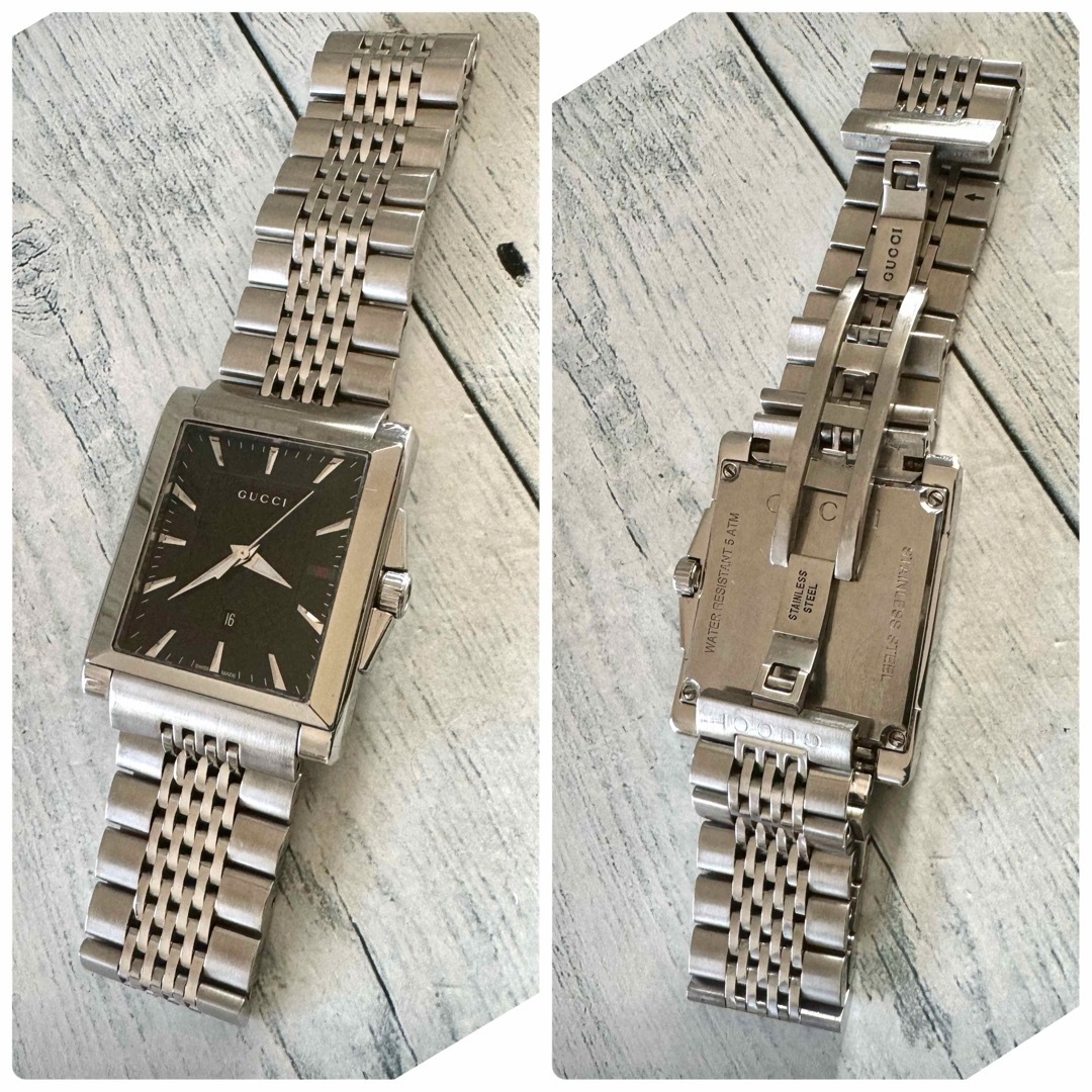 Gucci(グッチ)の【希少】GUCCI グッチ 腕時計 138.4 スクエア メンズ シルバー メンズの時計(腕時計(アナログ))の商品写真