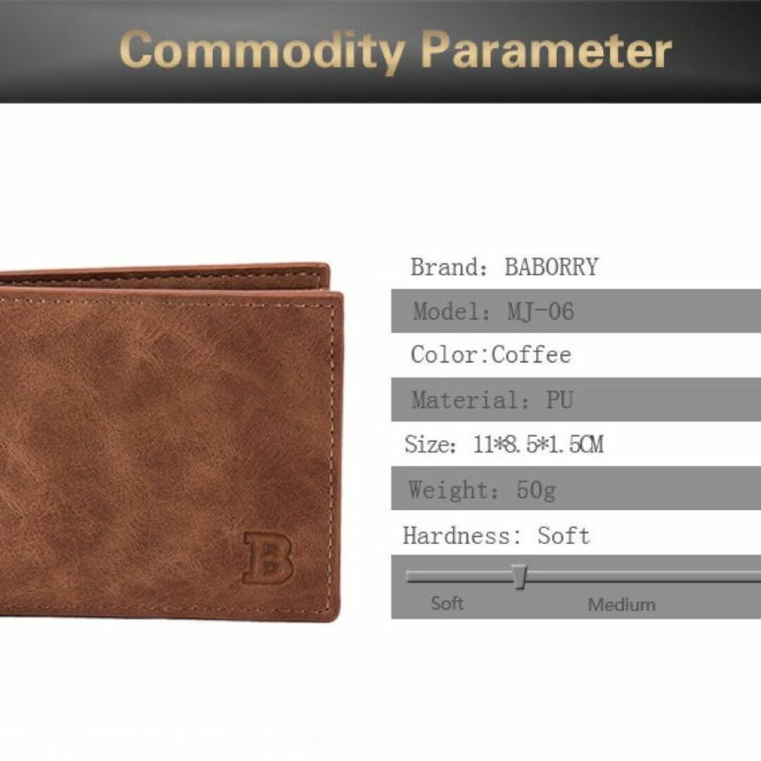 二つ折り 財布 高級 ビジネス財布 カードホルダー ブラウンん その他のその他(その他)の商品写真