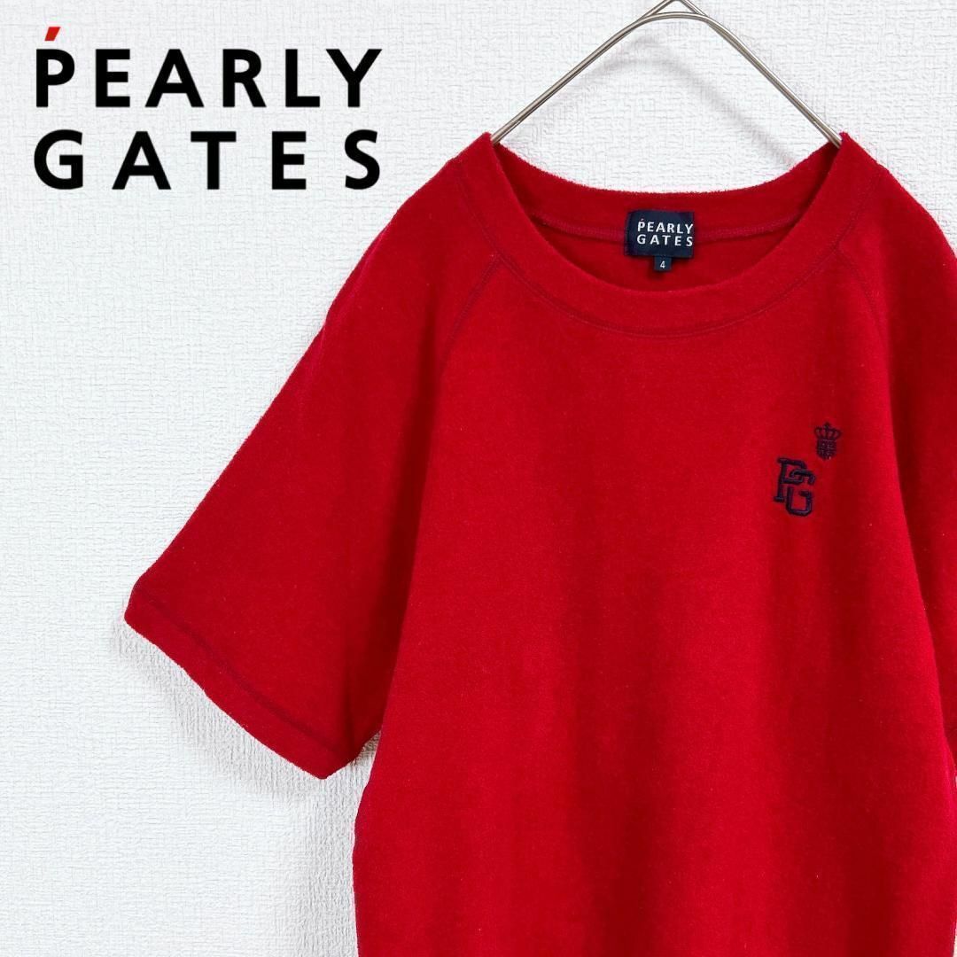 PEARLY GATES(パーリーゲイツ)のPEARLY GATES 半袖Tシャツ ロゴ刺繍 ワンポイント レッド メンズ4 レディースのトップス(その他)の商品写真