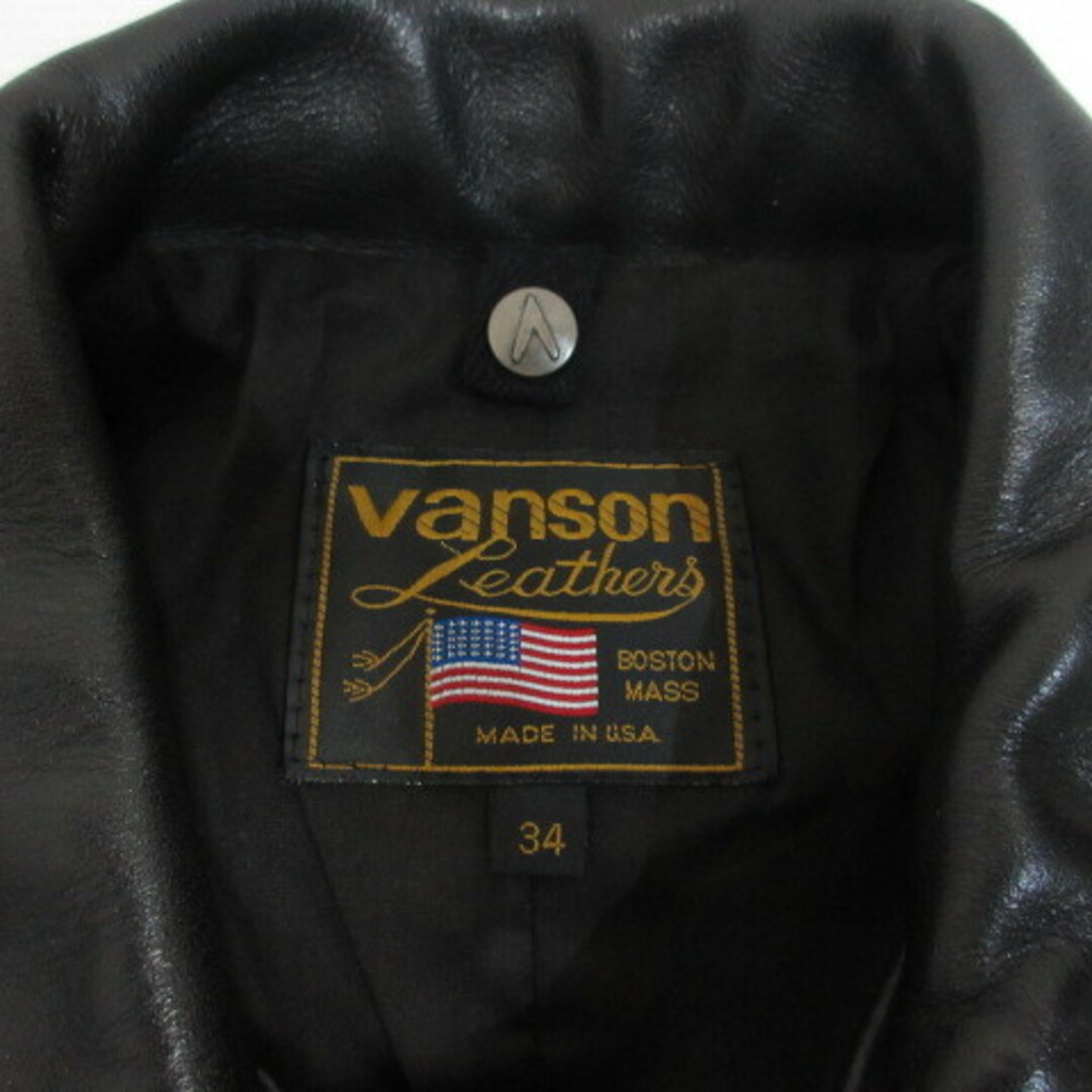 VANSON(バンソン)のバンソン VANSON 美品 本革 レザー ジャケット 34 黒 スナップボタン メンズのジャケット/アウター(ブルゾン)の商品写真