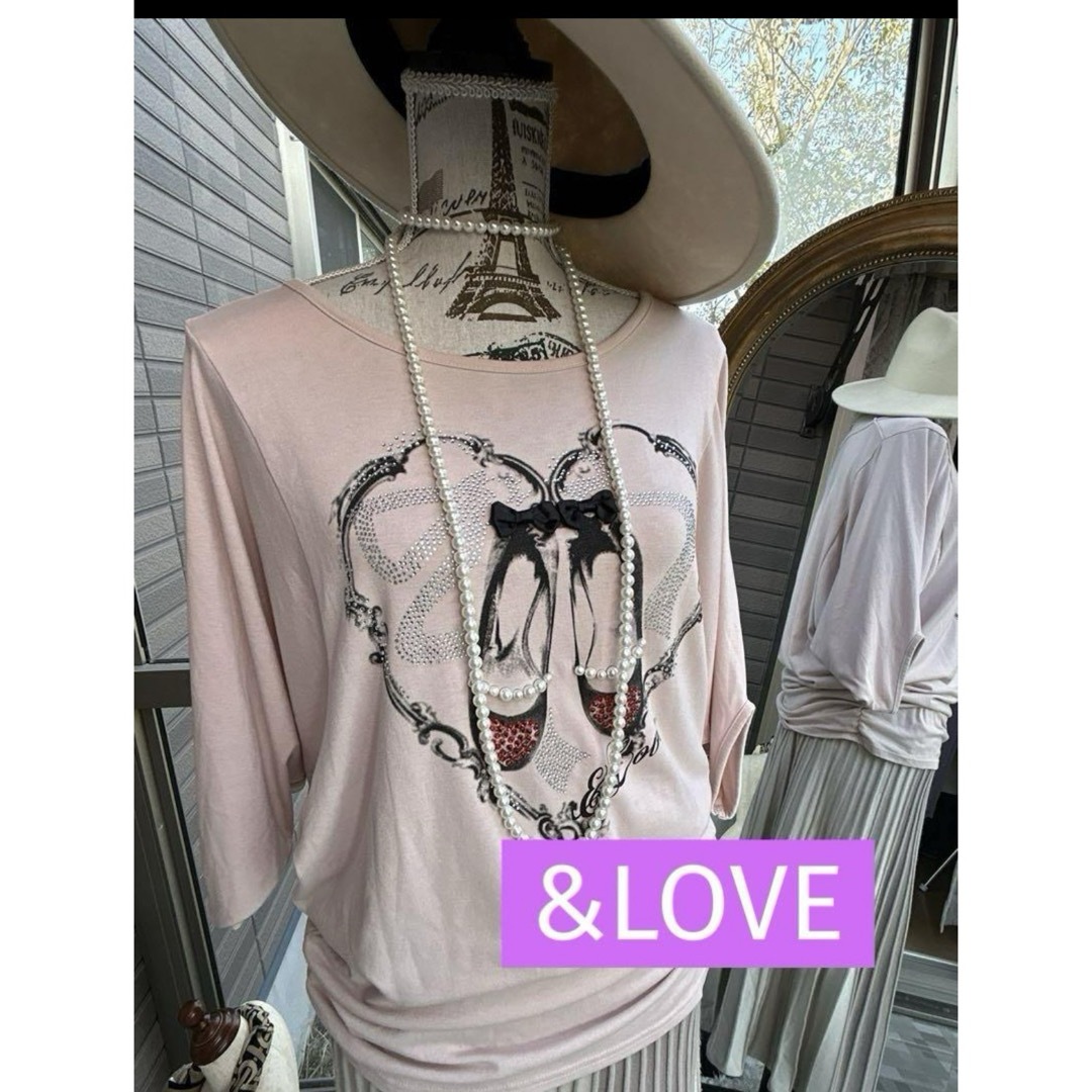綺麗なお姉さんの&LOVE大人可愛いデザインTシャツ レディースのトップス(Tシャツ(長袖/七分))の商品写真